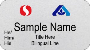 (image for) Safeway & Albertsons Manager Silver Name Badge Pronoun and Bilingual