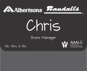 (image for) Albertsons Randalls Black Pocket Badge with Diversity Logo