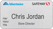 (image for) Albertsons Safeway Dual Logo Silver Name Badge Pronoun