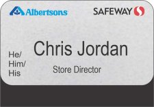 (image for) Albertsons Safeway Dual Logo Silver Pocket Name Badge Pronoun