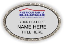 (image for) American Family Insurance Silver Oval Bling Badge