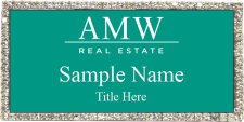 (image for) AMW Real Estate Silver Large Executive Bling Badge - Teal Insert