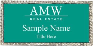 (image for) AMW Real Estate Silver Large Executive Bling Badge - Teal Insert