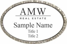 (image for) AMW Real Estate - White Insert Oval Bling Silver Badge