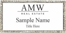 (image for) AMW Real Estate Silver Large Executive Bling Badge - White Insert