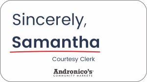 (image for) Andronico\'s Sincerely White Name Badge