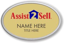 (image for) Assist-2-Sell Oval Gold Prestige Badge with Pebbled Silver Frame