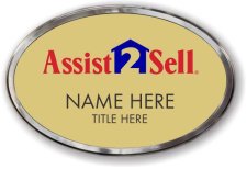 (image for) Assist-2-Sell Oval Gold Prestige Badge with Polished Silver Frame