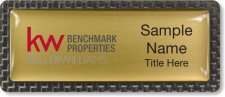 (image for) Keller Williams Benchmark Properties Carbon Frame Gold Anodized Insert badge