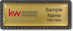 (image for) Keller Williams Benchmark Properties Carbon Frame Gold Anodized Insert badge