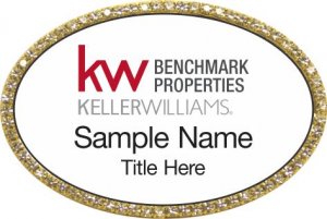 (image for) Keller Williams Benchmark Properties Gold Oval Bling White Badge