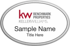 (image for) Keller Williams Benchmark Properties Silver Oval Pebbled Prestige White Badge