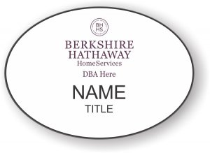 (image for) Berkshire Hathaway Oval White Badge with DBA/Company Name