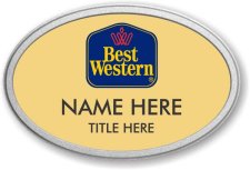 (image for) Best Western Oval Gold Prestige Badge with Pebbled Silver Frame