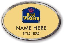 (image for) Best Western Oval Gold Prestige Badge, Polished Silver Frame