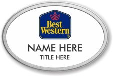 (image for) Best Western Oval White Prestige Badge with Pebbled Silver Frame