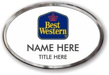(image for) Best Western Oval White Prestige Badge, Polished Silver Frame