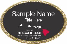 (image for) Keller Williams Big Island of Hawaii Oval Bling Gold Badge with Black Insert