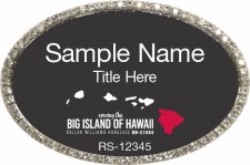 (image for) Keller Williams Big Island of Hawaii Oval Bling Silver Badge with Black Insert