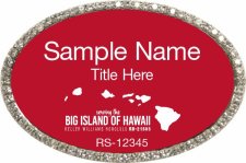 (image for) Keller Williams Big Island of Hawaii Oval Bling Silver Badge with Red Insert