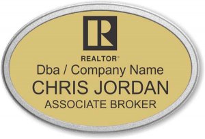 (image for) Realtor Black Logo Oval Gold Prestige Badge with Pebbled Frame