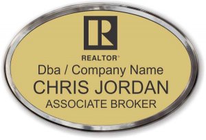 (image for) Realtor Black Logo Oval Gold Prestige Badge with Polished Frame