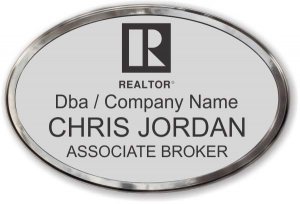 (image for) Realtor Black Logo Oval Silver Prestige Badge with Polished Frame