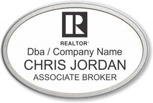 (image for) Realtor Black Logo Oval White Prestige Badge with Pebbled Frame