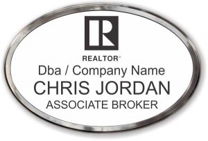 (image for) Realtor Black Logo Oval White Prestige Badge with Polished Frame