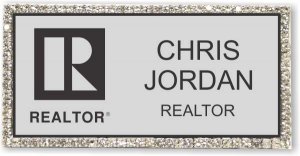 (image for) Realtor Black Logo Silver Bling Badge