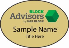 (image for) H&R Block "Block Advisors" Oval Gold Name Badge