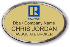 (image for) Residential Blue Realtor Oval Gold Prestige Badge with Polished Frame