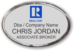 (image for) Residential Blue Realtor Oval Silver Prestige Badge With Polished Frame