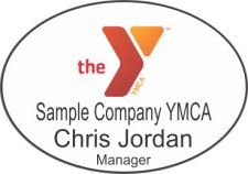 (image for) YMCA Red/Orange Oval Badge with Location Name, Employee Name, and/or Title