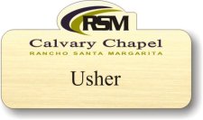 (image for) Calvary Chapel RSM Shaped Gold Badge