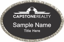 (image for) Capstone Realty - Oval Bling Silver with Black Insert Badge