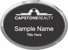 (image for) Capstone Realty - Oval Executive Silver with Black Insert Badge