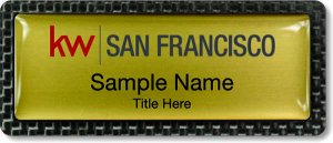 (image for) Keller Williams San Francisco Carbon Frame Gold Anodized Insert badge