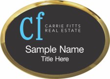 (image for) Carrie Fitts Real Estate Oval Executive Gold Badge Black Insert ( Style 1)