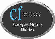 (image for) Carrie Fitts Real Estate Oval Executive Silver Badge Black Insert ( Style 1)