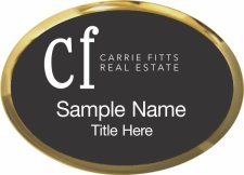 (image for) Carrie Fitts Real Estate Oval Executive Gold Badge Black Insert ( Style 2)