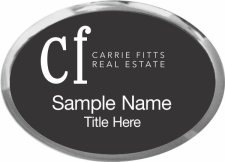 (image for) Carrie Fitts Real Estate Oval Executive Silver Badge Black Insert ( Style 2)