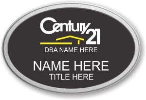 (image for) Century 21 Black Oval Prestige Badge with Pebbled Silver Frame