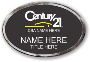 (image for) Century 21 Black Oval Prestige Badge, Polished Silver Frame