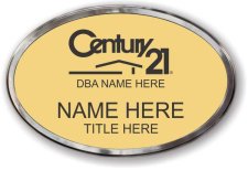 (image for) Century 21 Black Logo - Oval Gold Prestige Badge, Polished Silver Frame