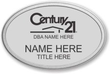 (image for) Century 21 Black Logo - Oval Silver Prestige Badge with Pebbled Silver Frame