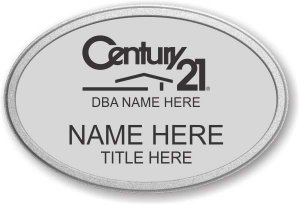 (image for) Century 21 Black Logo - Oval Silver Prestige Badge with Pebbled Silver Frame