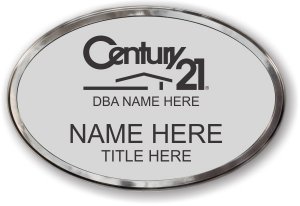 (image for) Century 21 Black Logo - Oval Silver Prestige Badge, Polished Silver Frame