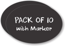 (image for) Ten pack Oval Chalkboard Badge (Blank) with Marker