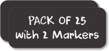 (image for) Twenty Five Pack Round Corner Chalkboard Badges (Blank) with Two Markers